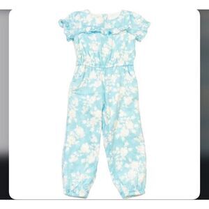 NWT Janie & Jack Blue Floral Lace Jumpsuit With Pockets Size 5
